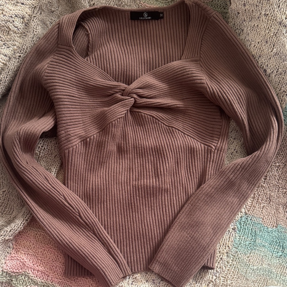 Twist Front Ribbed Sweater